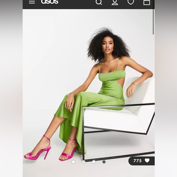 ASOS DESIGN satin maxi dress with cut out and tie back detail size 4 - Picture 4 of 6